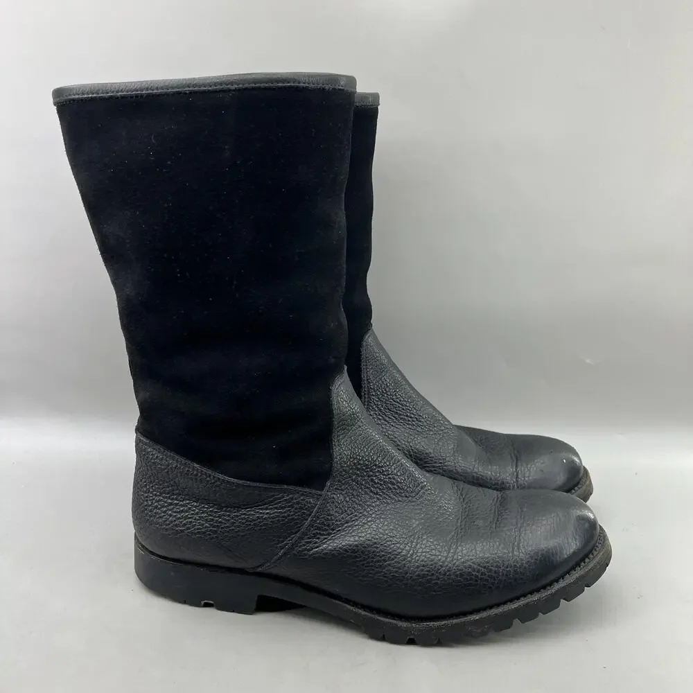 Gravati Shearling Lined Winter Boots Men Size 12 US, 11 UK Black Pull On Shoes